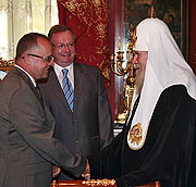 Встреча Святейшего Патриарха Алексия с руководством Счетной палаты и эстонским политиком А. Сеппиком